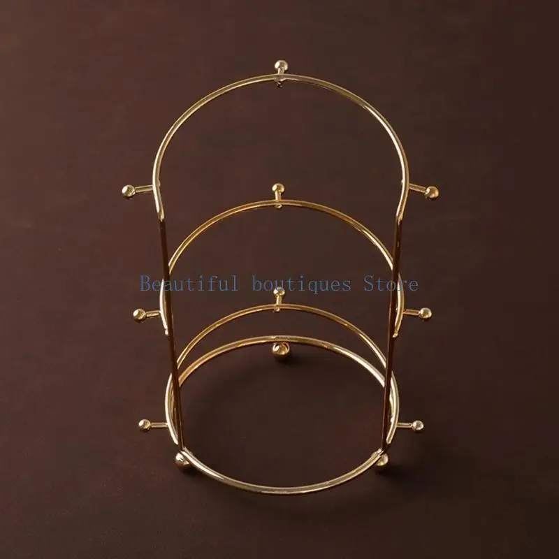 U4LF Crown Headband 2 Layer 3 Layer Display Rack Gold Metal Princess Crown Stand Holder Headbands Storage
