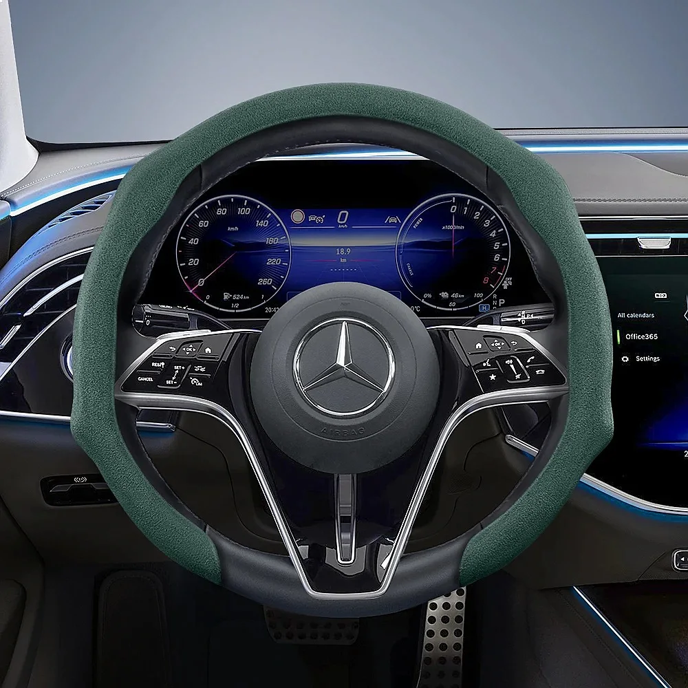 Suitable for Mercedes-Benz Premium Suede Snap-On Steering Wheel Covers, Non-Slip and Durable, Available in Round and D-Shaped