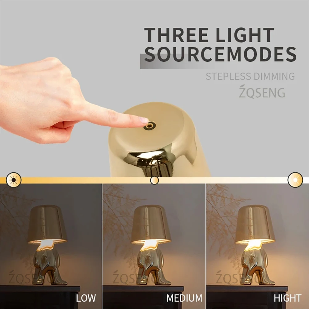 LED Table Lamp Touch Sensor Rechargeable Desktop Night Light Wireless Reading Lamp for Restaurant Hotel Bar Bedroom Decor Light