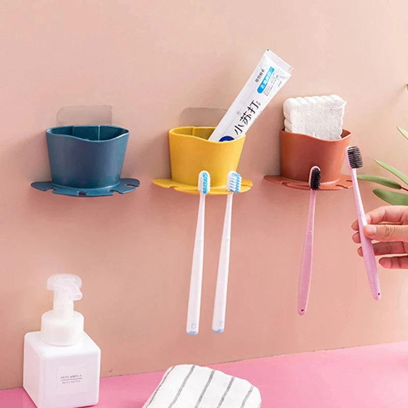 Multifunction Wall Mounted Toothbrush Holder Toothpaste Storage Rack Shaver Tooth Brush Dispenser Bathroom Organizer