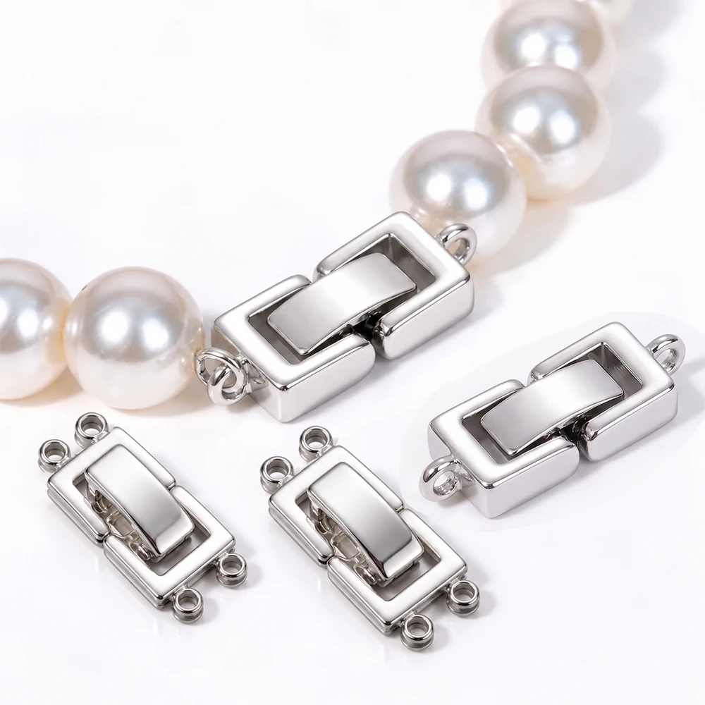 2pcs 18K Gold Plated Brass Multi-Strand Clasp Fastener for 1-2 Row/Strand Pearl Necklace Bracelet Connector DIY Jewelry Findings