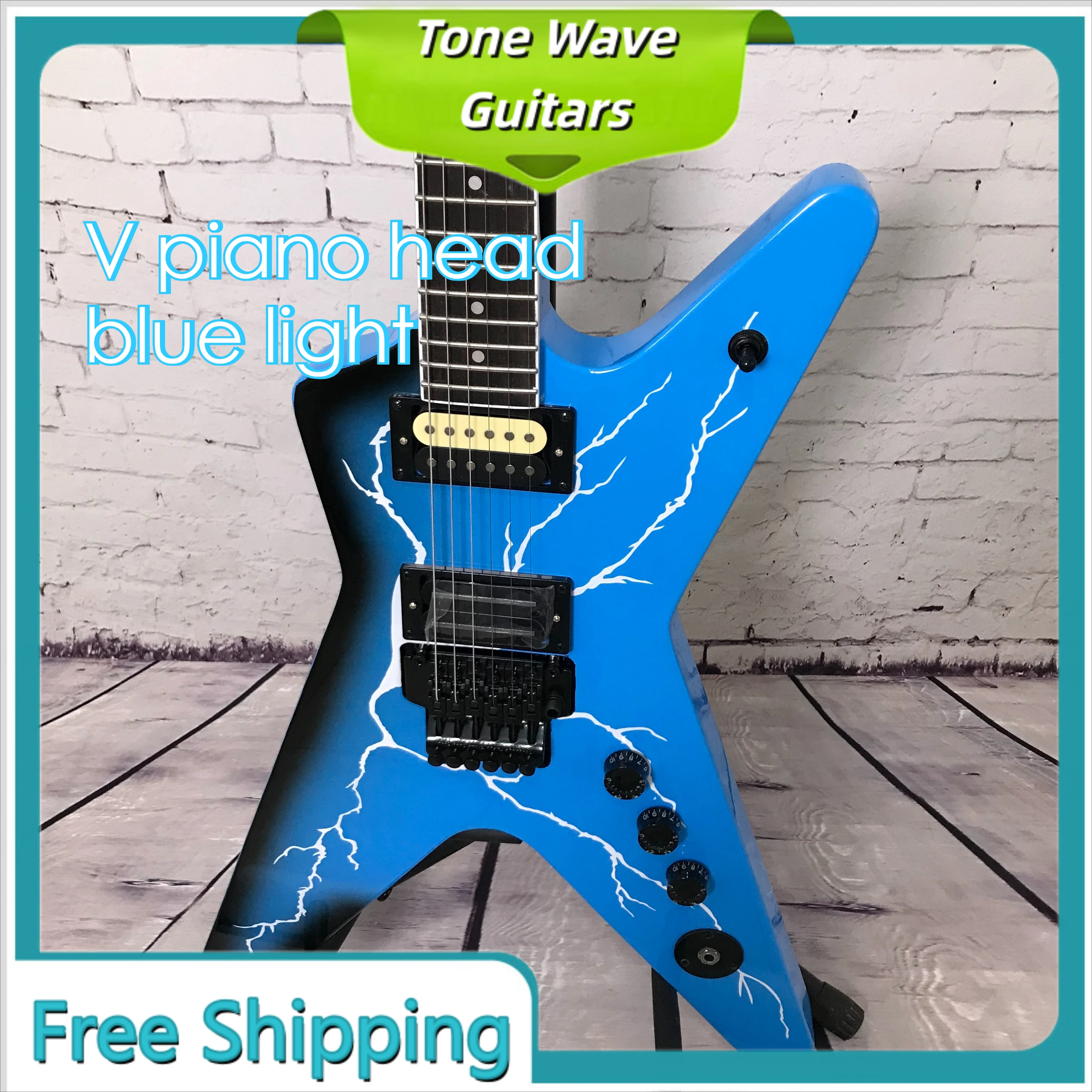 

Rotten Wood Blue Lightning Region Electric Guitar Cowboy ML Double Shake Pickup HH Pcikups Rose Wood Fingerboard X Shaped