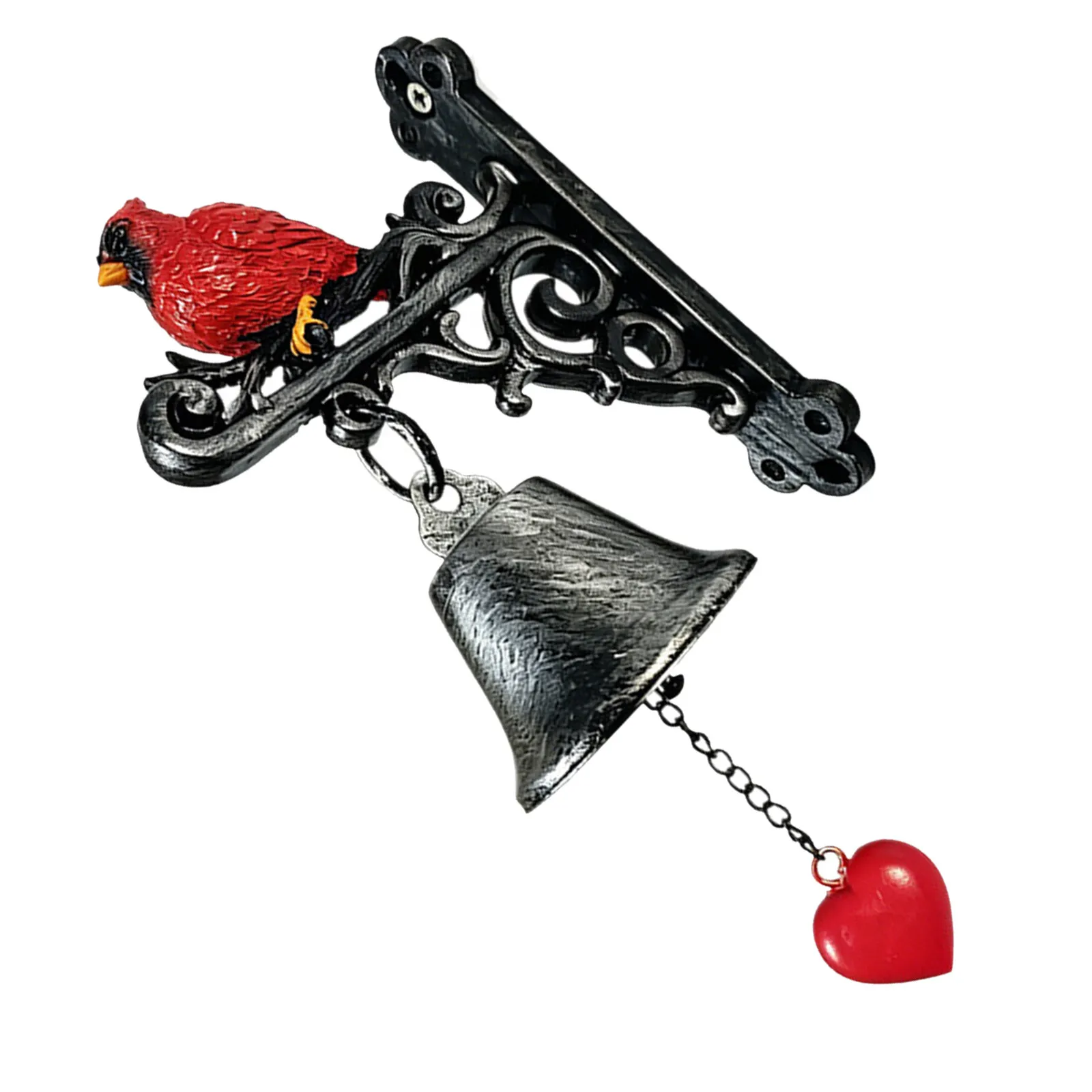 Red Cardinal Bird Dinner Bell Vintage Cast Iron Bird Bell Decorative Craft Bell Wall Mount Doorbell Farmhouse Backyard Door Bell