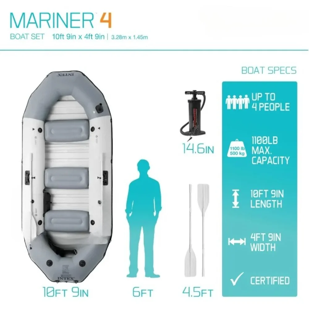 أدوات وتحسين المنزل مجموعة قوارب قابلة للنفخ مارينر 4: تتضمن مجاديف القوارب الفاخرة مقاس 54 بوصة ومضخة عالية الإخراج #2