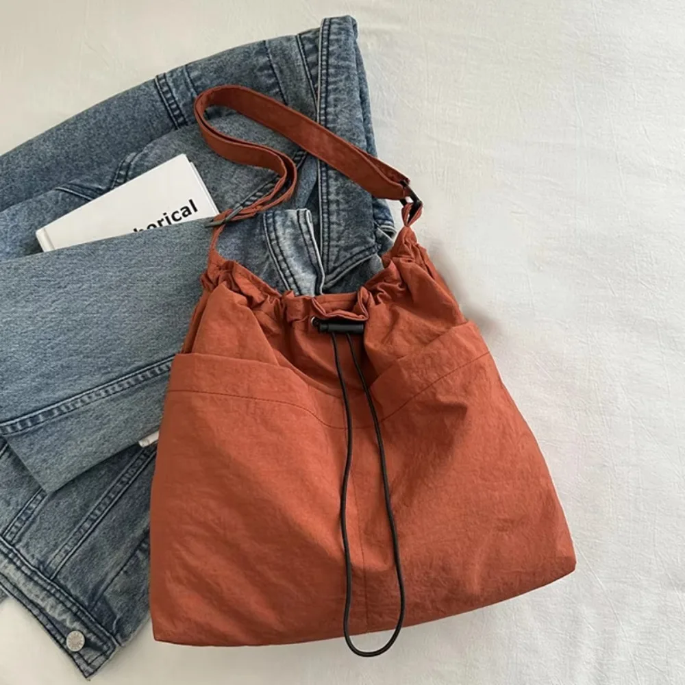 

Универсальная сумка на плечо из ткани Оксфорд, однотонная повседневная сумка через плечо большой вместимости, минималистичная портативная сумка на плечо на шнурке