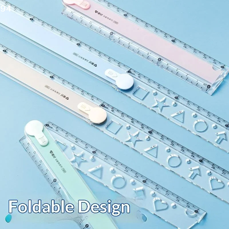 1Pcs Multifunctional Folding Ruler, 4 Colors Available, Clear Scale, Portable For Geometry Drawing & Measuring At School Home