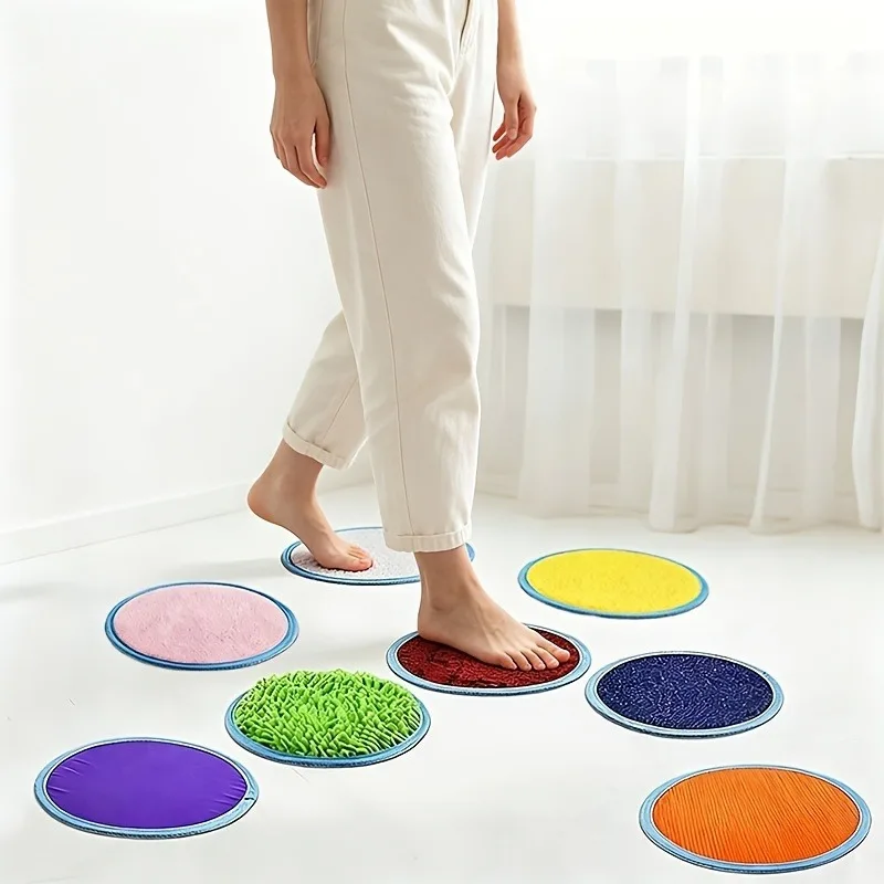 8pcs Tile Protection Mats  Various Colors Round Floor Protection Mats with Different Textures Round Outdoor Mats for Home Travel