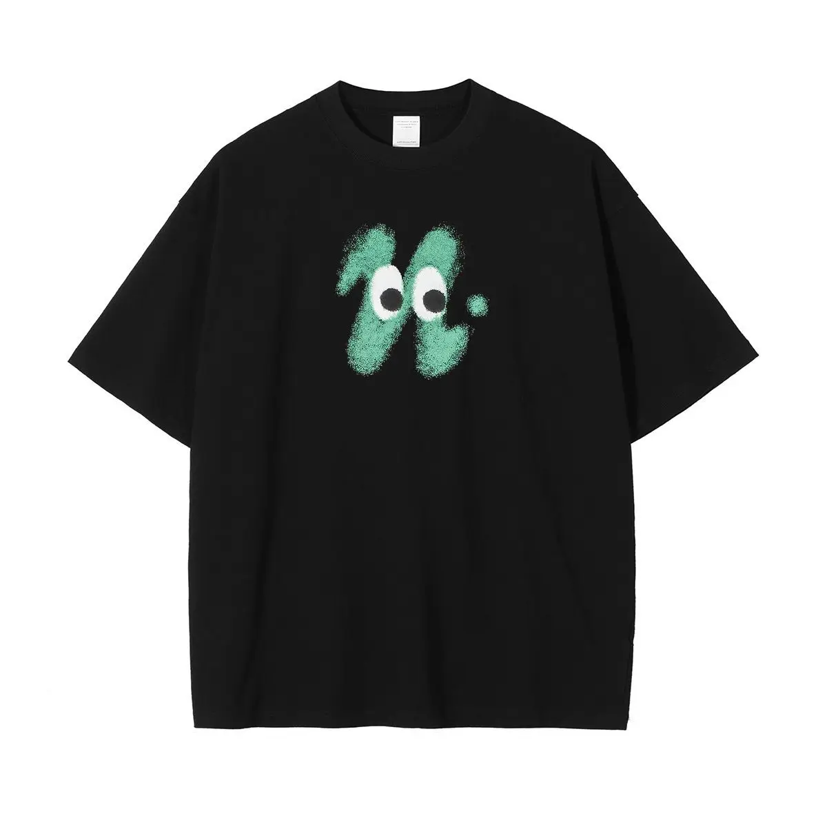 

2025 New Abstract Eyes Streetwear T-shirt Set Short Sleeve Tops with Cute Monster Print and Minimalist Design Casual Spring