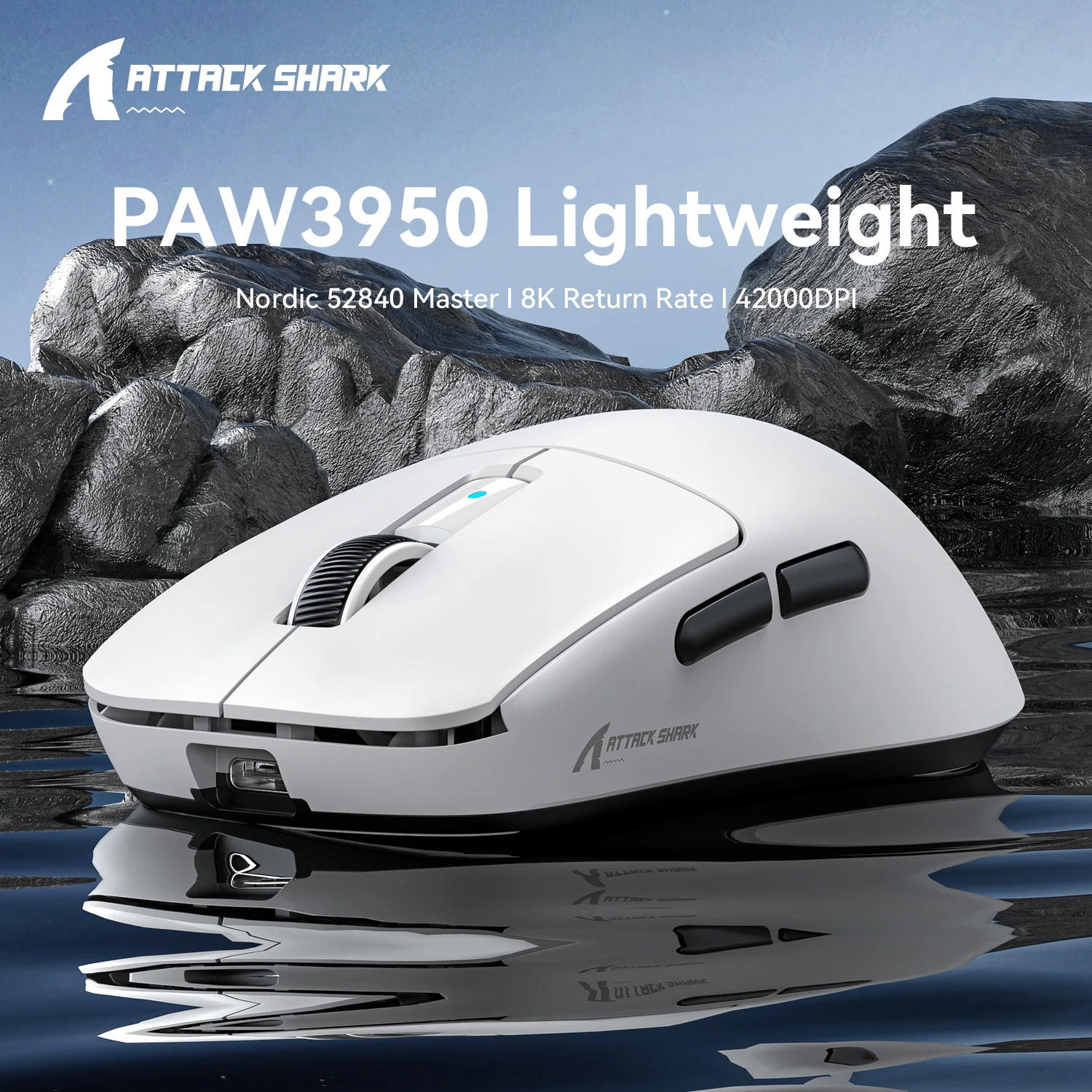 ATTACK SHARK R6 Wireless 8K Gaming Mouse for FPS/MOBA,PAW3950MAX Sensor 42K DPI OMRON Optical Switches Ultra-Light Mouse