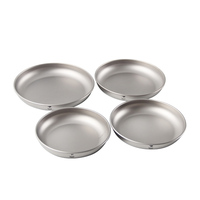 Keith Titanium Plates Set 4pcs/set, Outdoor Camping Tableware Steak Saucer Cake Fruit Tray, Titanium Steamed Dish Ti5373