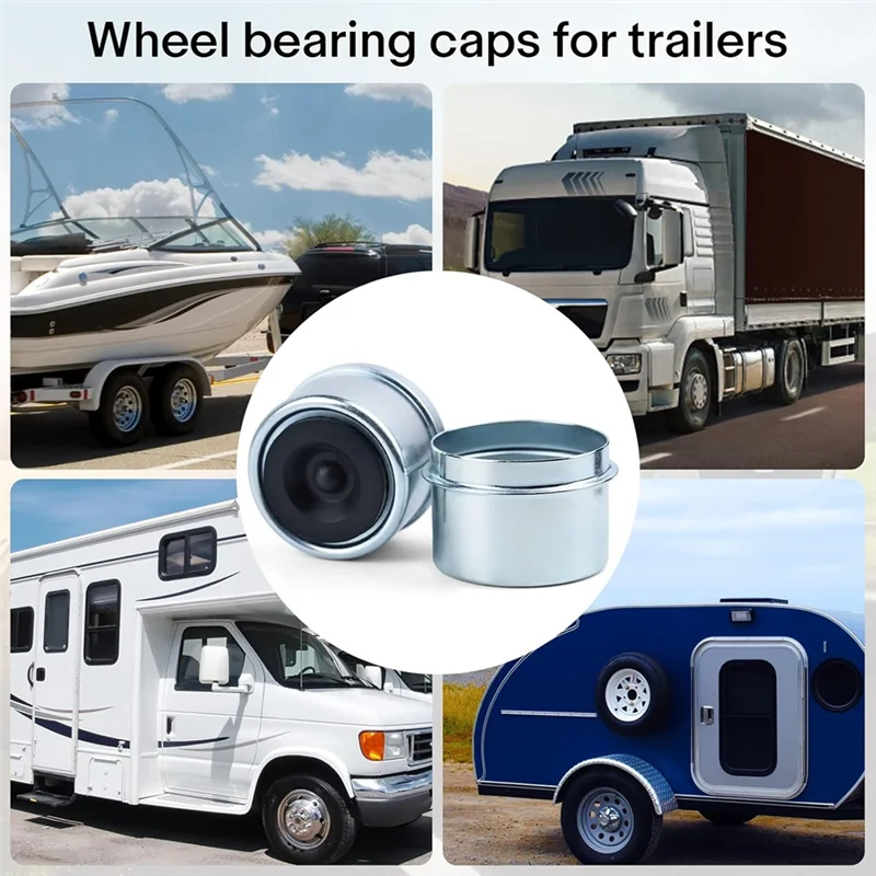 

1.98" Trailer Hub Caps(4PCS) Rust-Resistant Bearing Dust Caps With Rubber Plugs& Installation Tool Snug-Fit