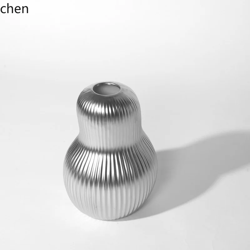 HXL Electroplated silver Ceramic Vase Ornament Home Decor for Dried Flowers and Flower Arrangements