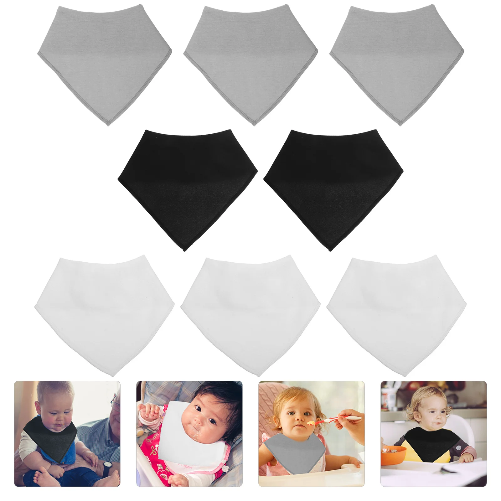 8Pcs Baby Bibs Newborn Cotton Triangle Scarf Lightweight Saliva Towel Feeding Bibs Soft Comfortable Saliva Towel