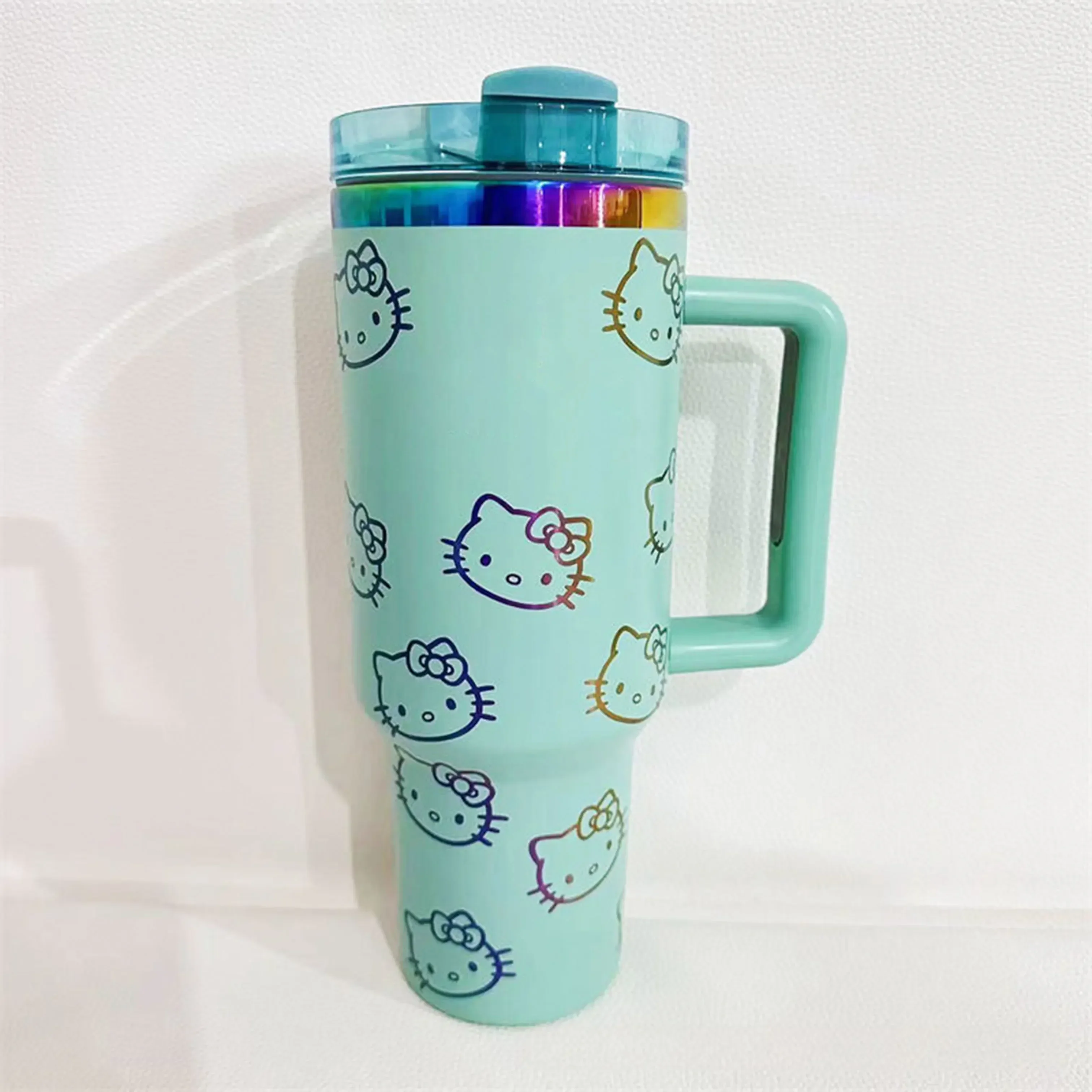 2024 Hello Kitty Handle Straw Lid Stainless Steel 40oz Vacuum Insulated Car Mug Double Wall Thermal Iced Travel Cup