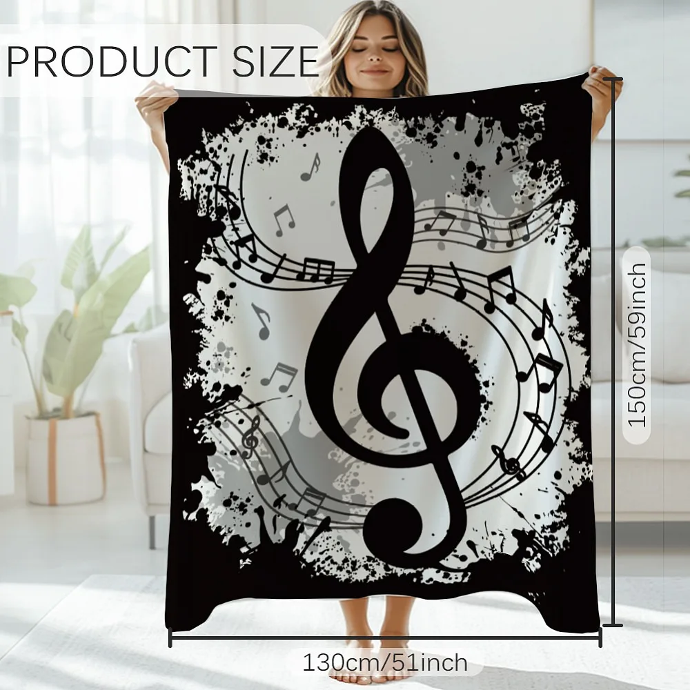 Rectangle Velet Blanket for Household Items Decoration Supplies Musical Note 150x130cm