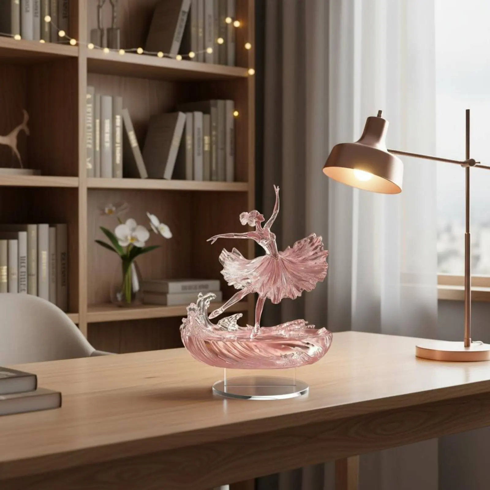 2D Ballerina Figurine Desktop Art Piece Flat Printed Dancing Girl Decor Ballerina Figurine Graceful Outline for Girls, Office