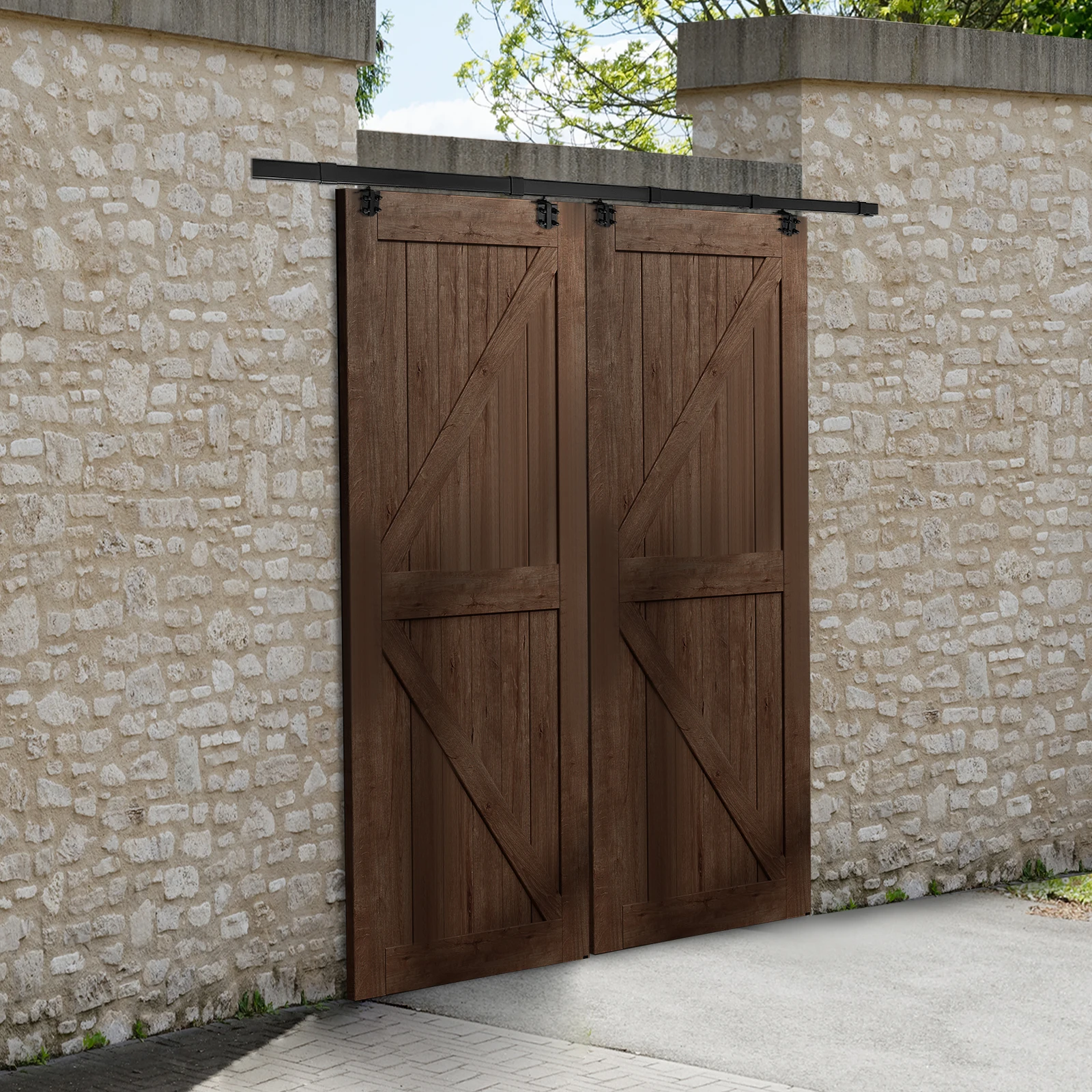 

Outdoor Double Sliding Barn Door Track Heavy Duty Box Track Kit Wooden Door Track Sliding Door Track Door Hardware