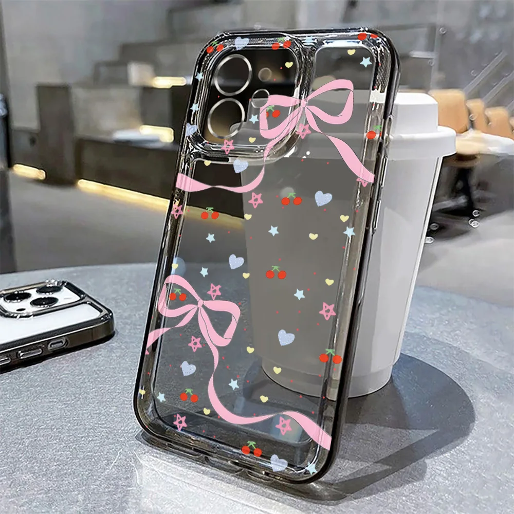 

Cute Bowknot Transparent Phone Case For iPhone 17 Pro Max Case iPhone 13 15 11 14 12 16 Pro 16e Air 7 8 Plus SE XR Soft Cover