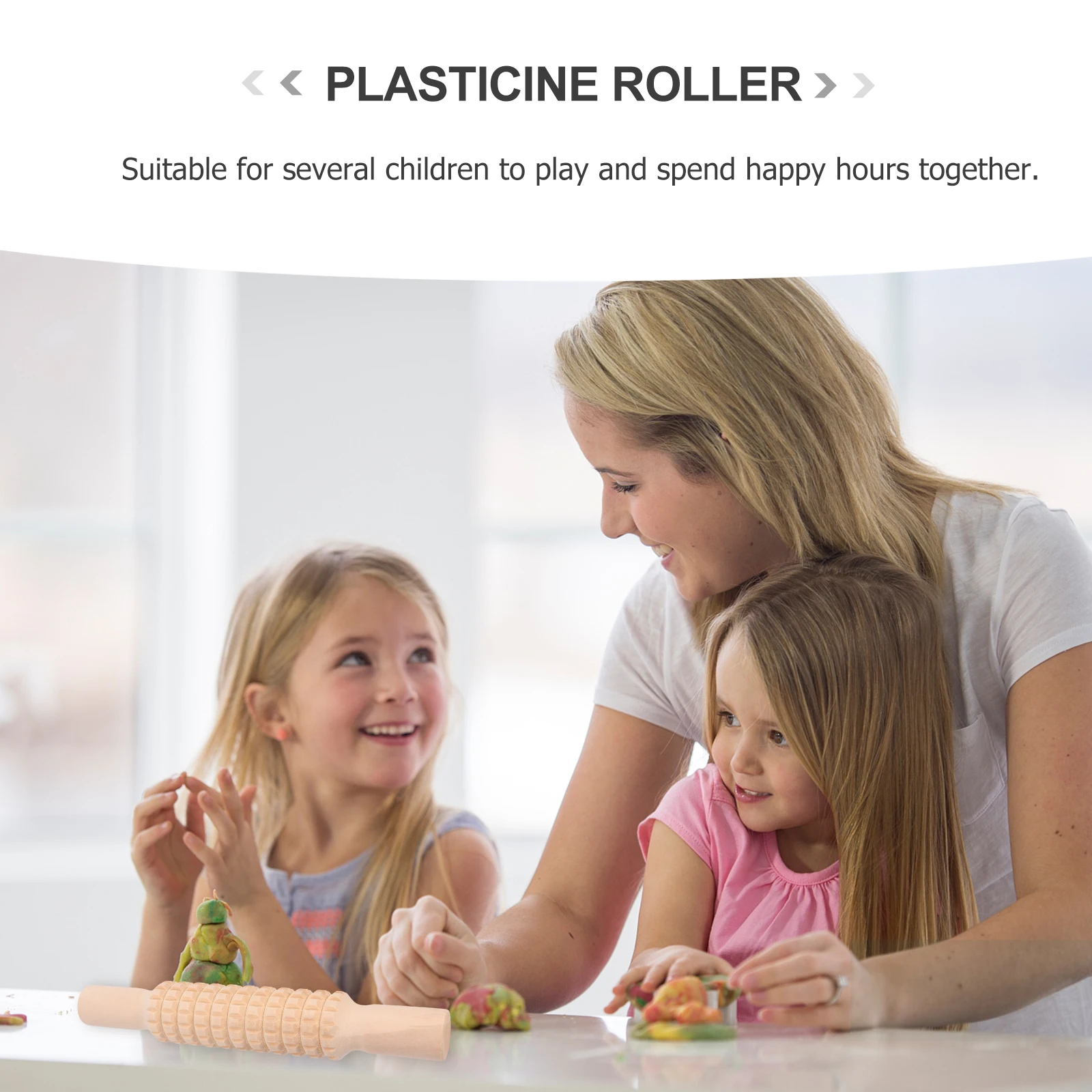 

Colored Clay Roller Set Wooden Plasticine Rolling Pin Kids Creative Arts Crafts Shape Color Recognition Parent-Child Play