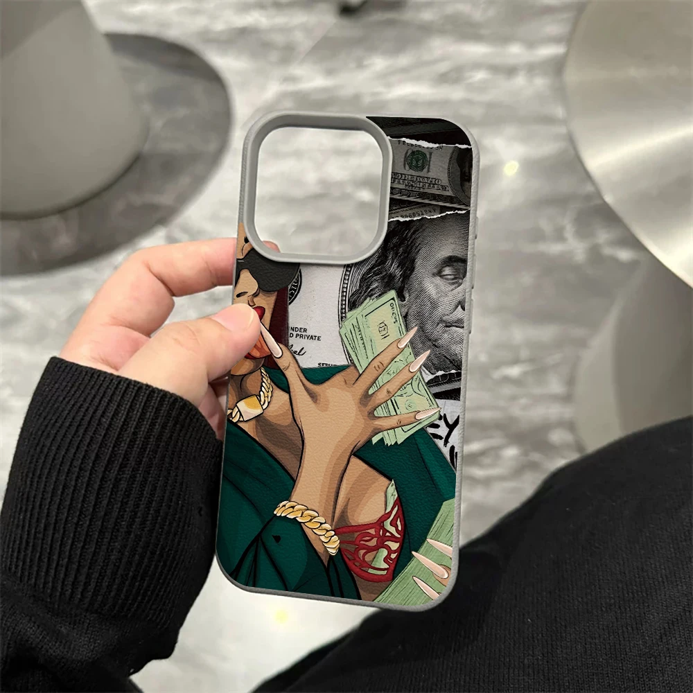 Schöne Frau Dollars Handyhülle für iPhone 17 16 15 14 13 12 11 Pro Max 16 15 14 Plus 17 16 15 Pro 17Air Silikon Matte Hülle – Detail 9