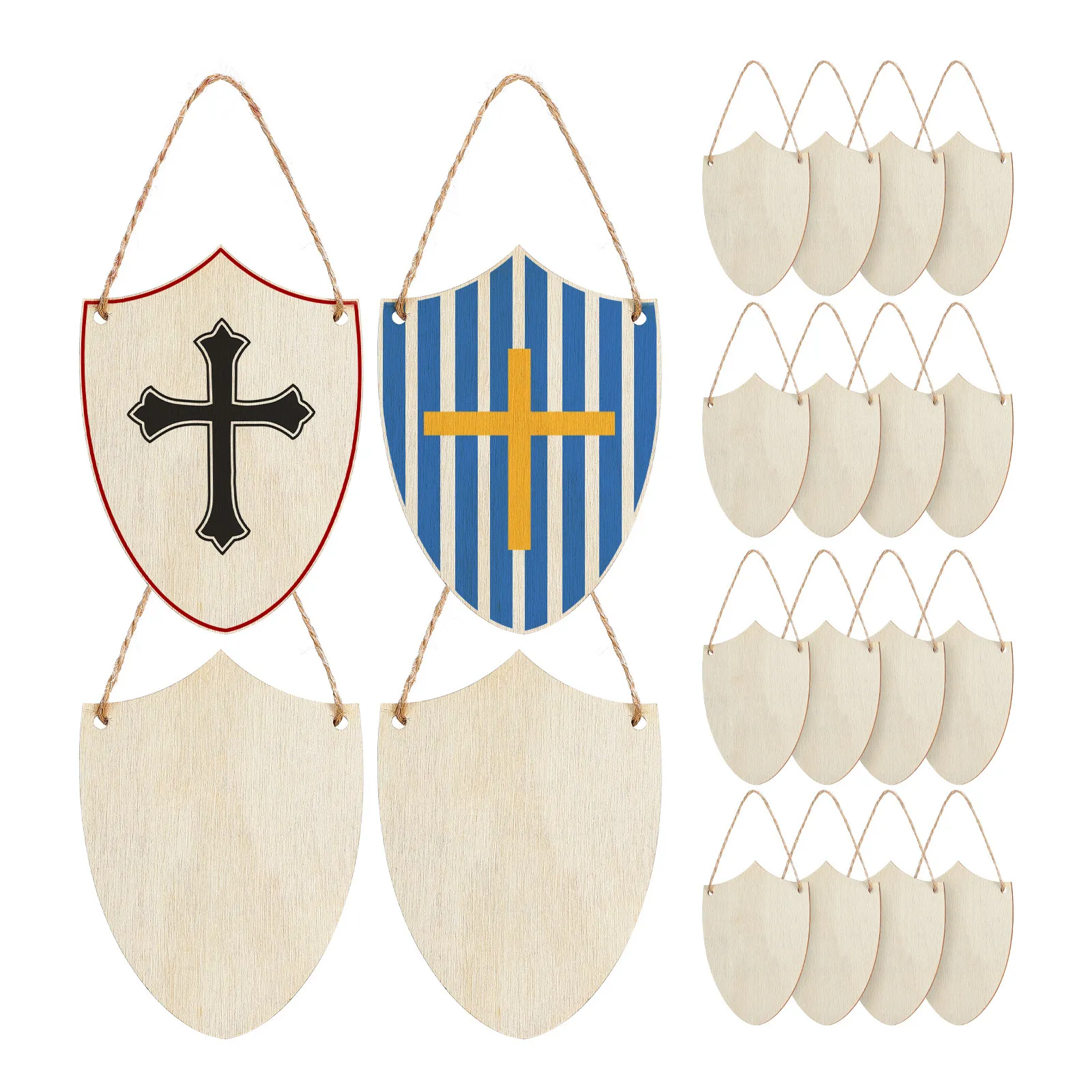 20Pcs Unfinished Wood Shield Cutouts For Diy Knight Shield Craft Medieval Party Decorations Soldier Cutout Unfinished Cutouts
