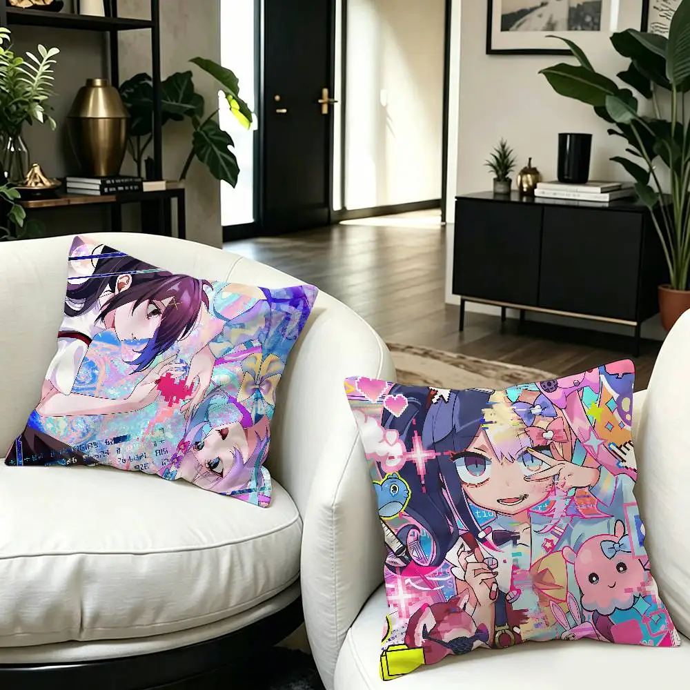Game N-Needy Streamer Overload Pillow Covers Cartoon Sofa Decorative Home Double-sided Printing Short Plush Cute Cushion Cover