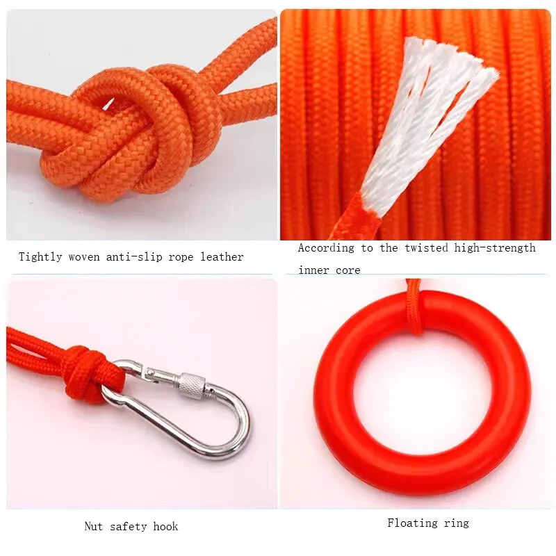 High-buoyancy Water Rescue Rope Waterproof Floating Rescue Rope Suitable for Ships Swimming and Water Sports Safety Accessories