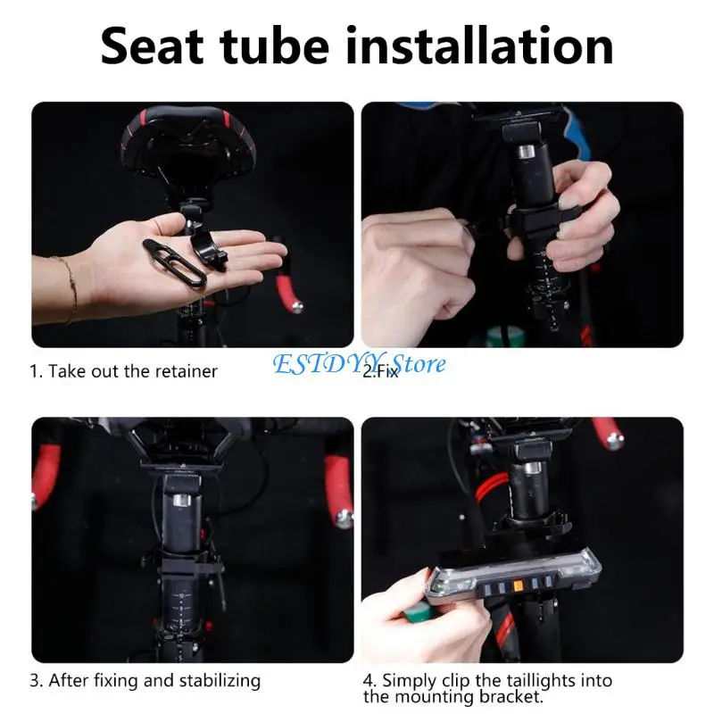 

G6DE Bike Rear Safety Light with Remotes Turn Signals Auto Brake Alerts Waterproofed Charging Bike Light Road Bike Accessory