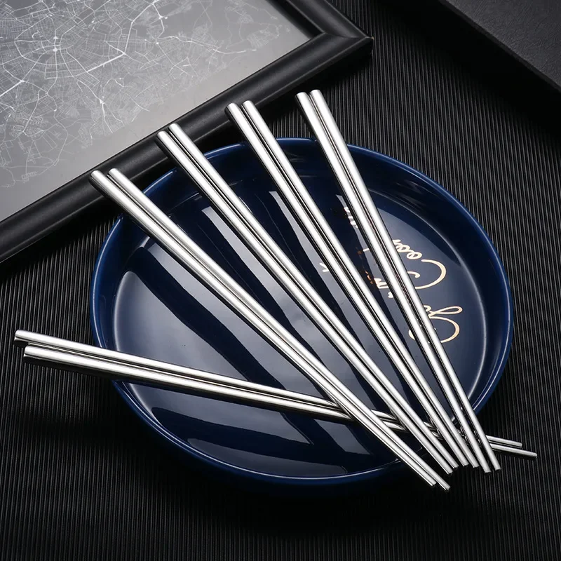 304 Stainless Steel Chopsticks, Modern Simplicity Household Tableware, Non-slip Cloth Wheel, Smooth Square Chopsticks, New