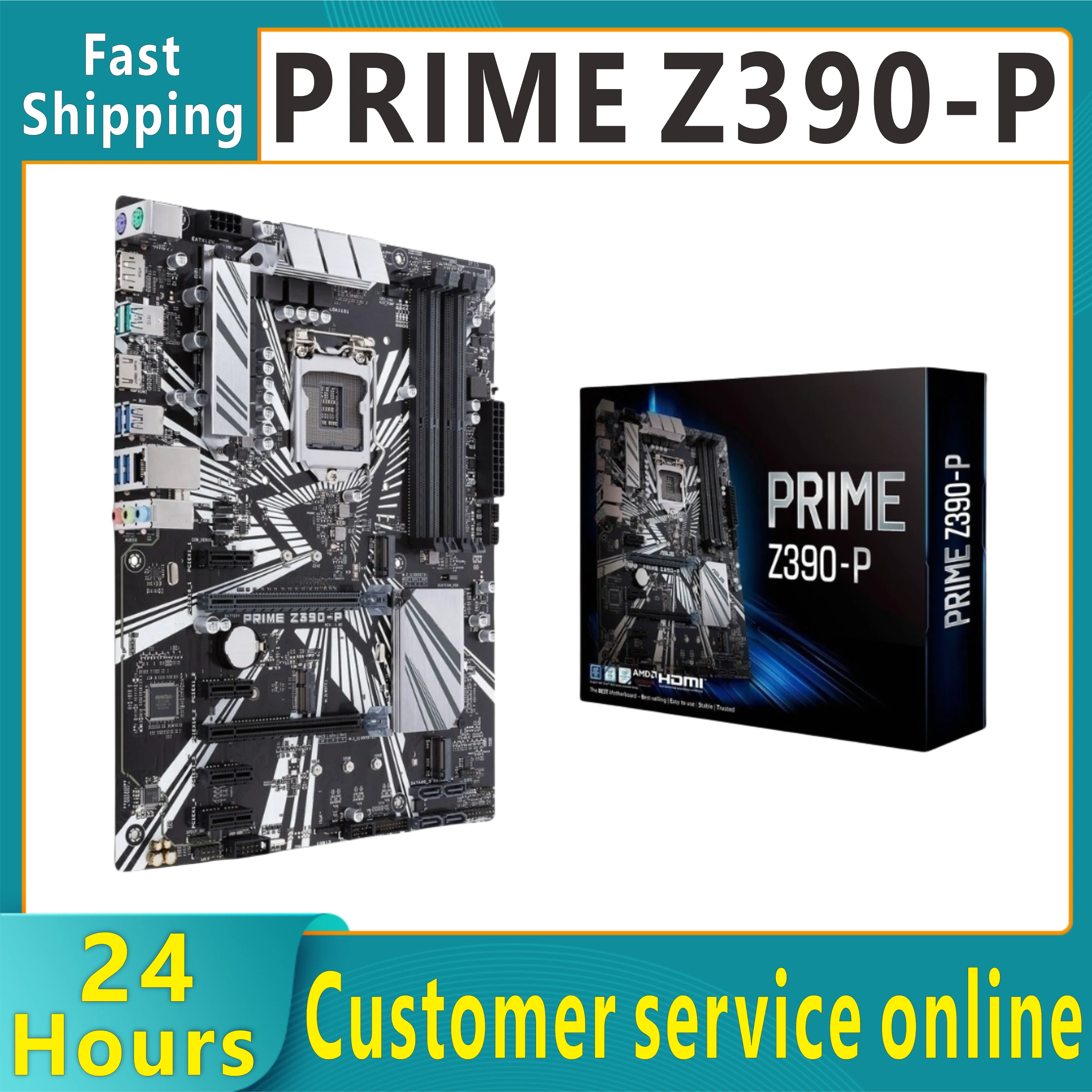 Brand new original PRIME Z390-P board Z390 4 × DDR4 128GB 2 × M.2 HDMI SATA PCI-E 3.0 supports 9th/8th generation Core i9/i7/i5
