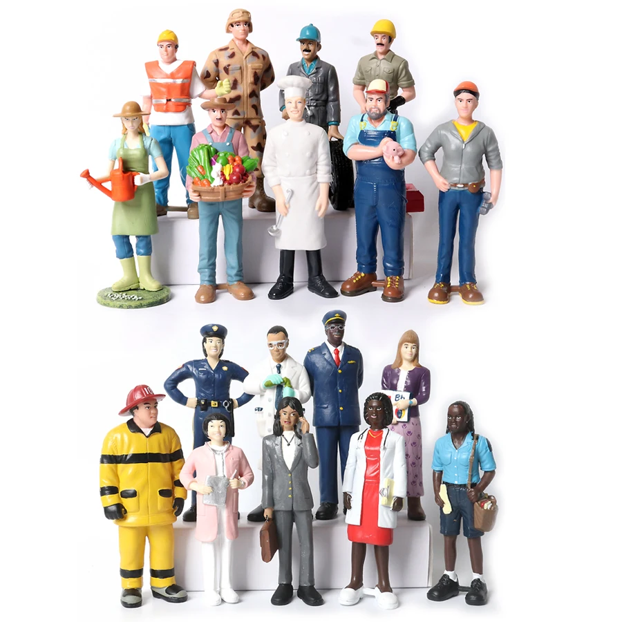 

Realistic Professionals Pretend Career People Figures,Representing a Variety Of Occupations From Fire Fighter to Nurse Figurines