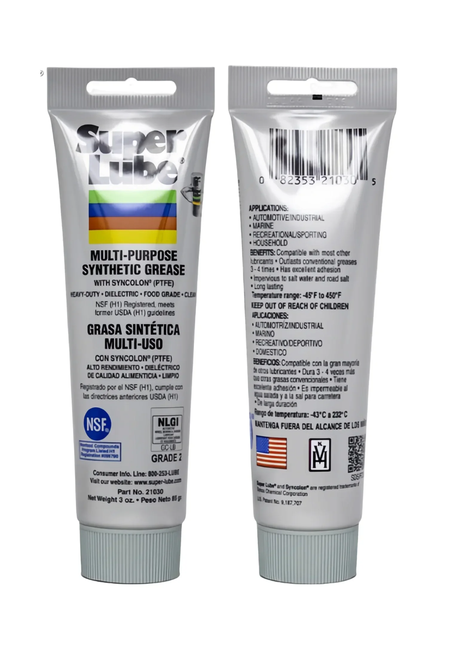 Super Lube 21030 Синтетическая смазка из ПТФЭ 3 унции NSF Пищевая смазка для подшипников цепной направляющей - Оригинальный продукт