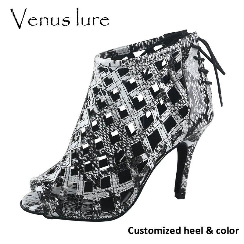 Venus lure Customized PU 10CM Dance Boots Salsa Shoes Ballroom Dance Shoes Boots Open Toe