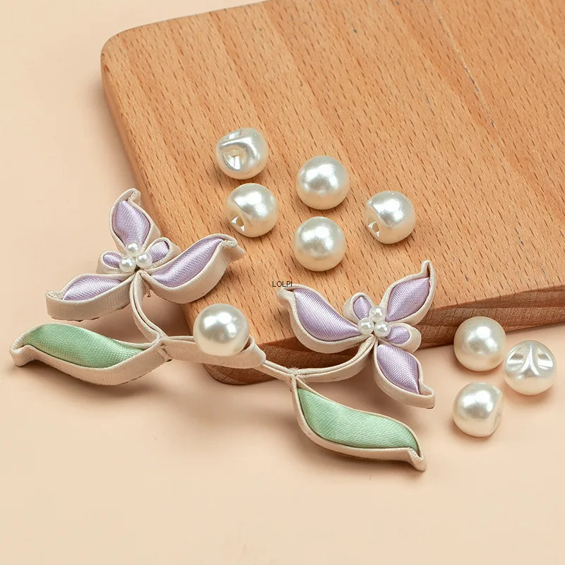 

Пряжка Конгсам, пряжка с жемчужной орхидеей, китайский стиль, Hanfu, ручная работа, жесткая полоса, аксессуары для пуговиц