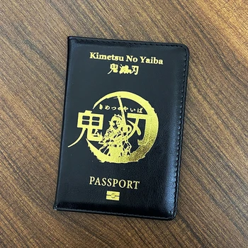 Nuovo logo Demon Slayer Custodia per passaporto Giappone Demon Blade Custodia a portafoglio da viaggio per passaporti Kimetsu No Yaiba Accessori da viaggio