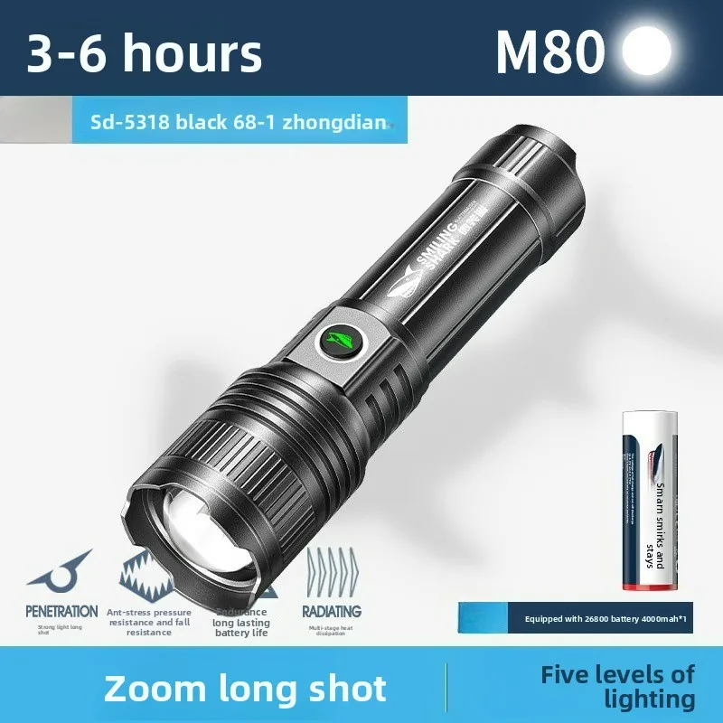 

New Ultra-bright Flashlight, Rechargeable Mountaineering, Portable, Durable, Outdoor Laser, Long-range Shooting, Long Battery