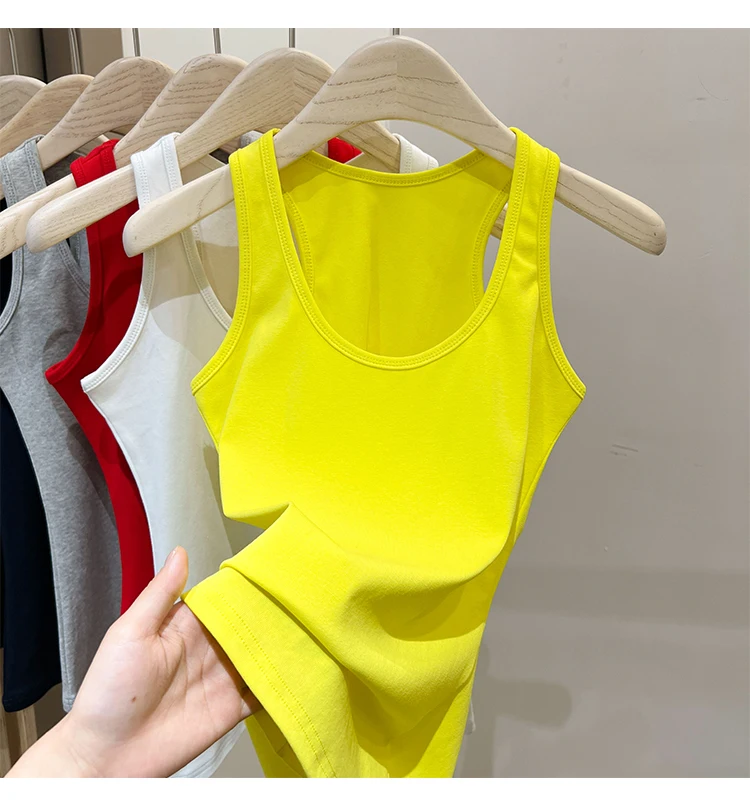 Zjaiss Damen Tanktop Einfarbiges Camisole 2026 Sommer Neu Minimalistisch Vielseitiges Ärmelloses Oberteil für Innen- und Außenbekleidung – Detail 10