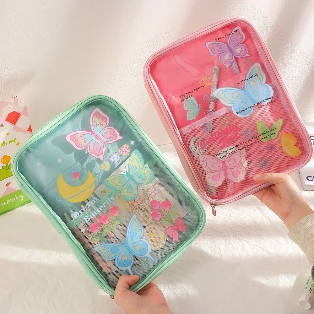 Instagram versione coreana ragazza PVC trasparente Tablet Bag Cartoon Butterfly IPad Storage Bag 11 pollici Tablet Inner Bag