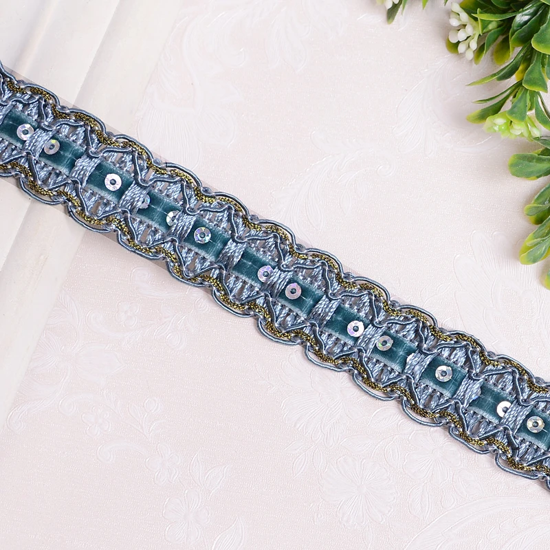 2Yards Pink Blue Brown Braided Curve Lace Trim 2.5cm Wide Curved Tape For Sewing Sofa Curtain Pillow Lace Border