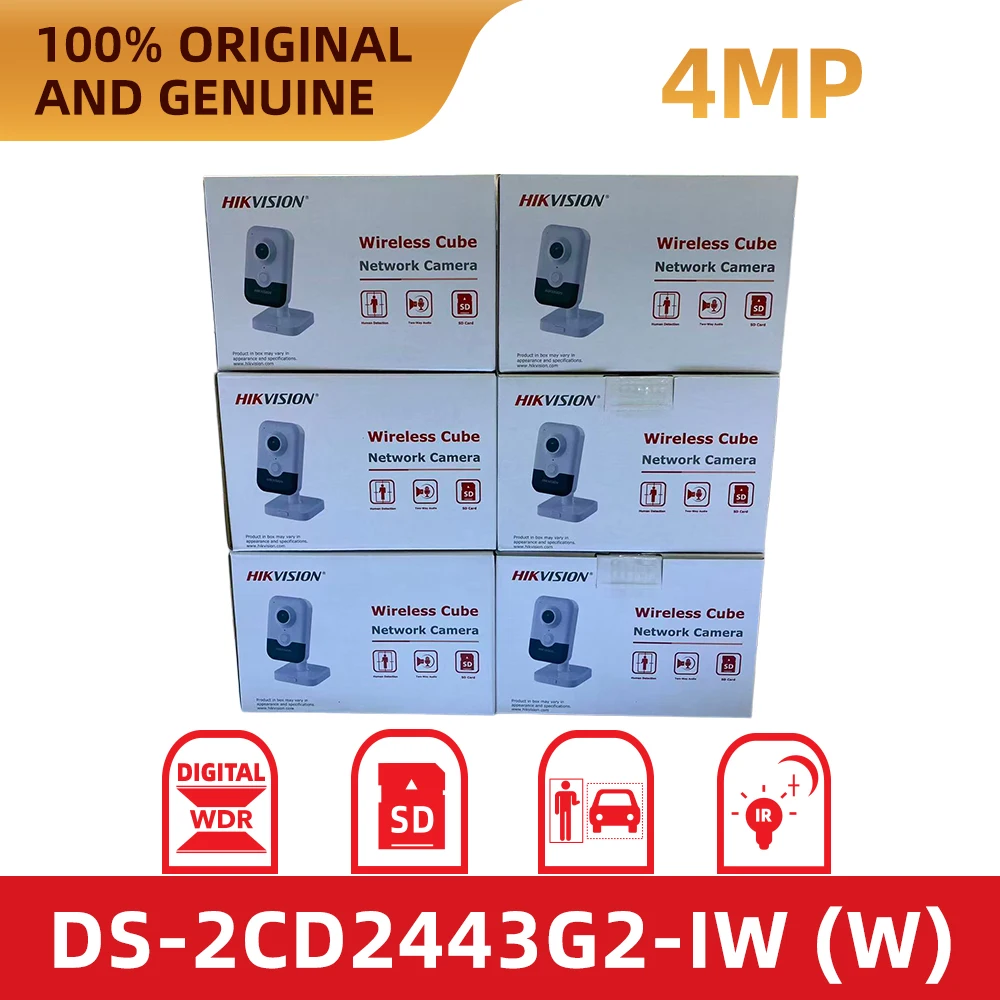Hikvision Original DS‑2CD2443G2‑IW(W) 4MP WiFi POE IP Camera Home Security 2‑Way Audio Human Vehicle Detection H.265+ SD Card IR