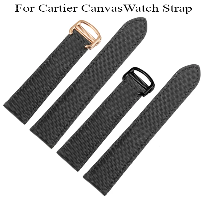 Para Cartier correa de reloj Tank London Solo Key MUST correa de reloj de lona de nailon hebilla plegable reemplazar pulsera de reloj para hombres 18 20mm