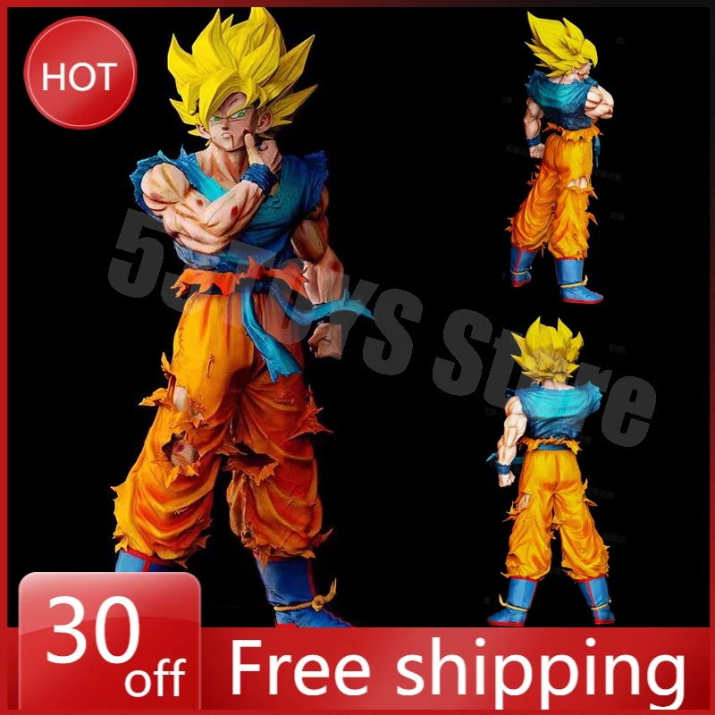 Предпродажа 27 см Dragon Ball Z Super Saiyan Goku Фигурка Желтая Волос Гоку Аниме Фигурка ПВХ Модель Gk Статуя Коллекционные Игрушки Подарок