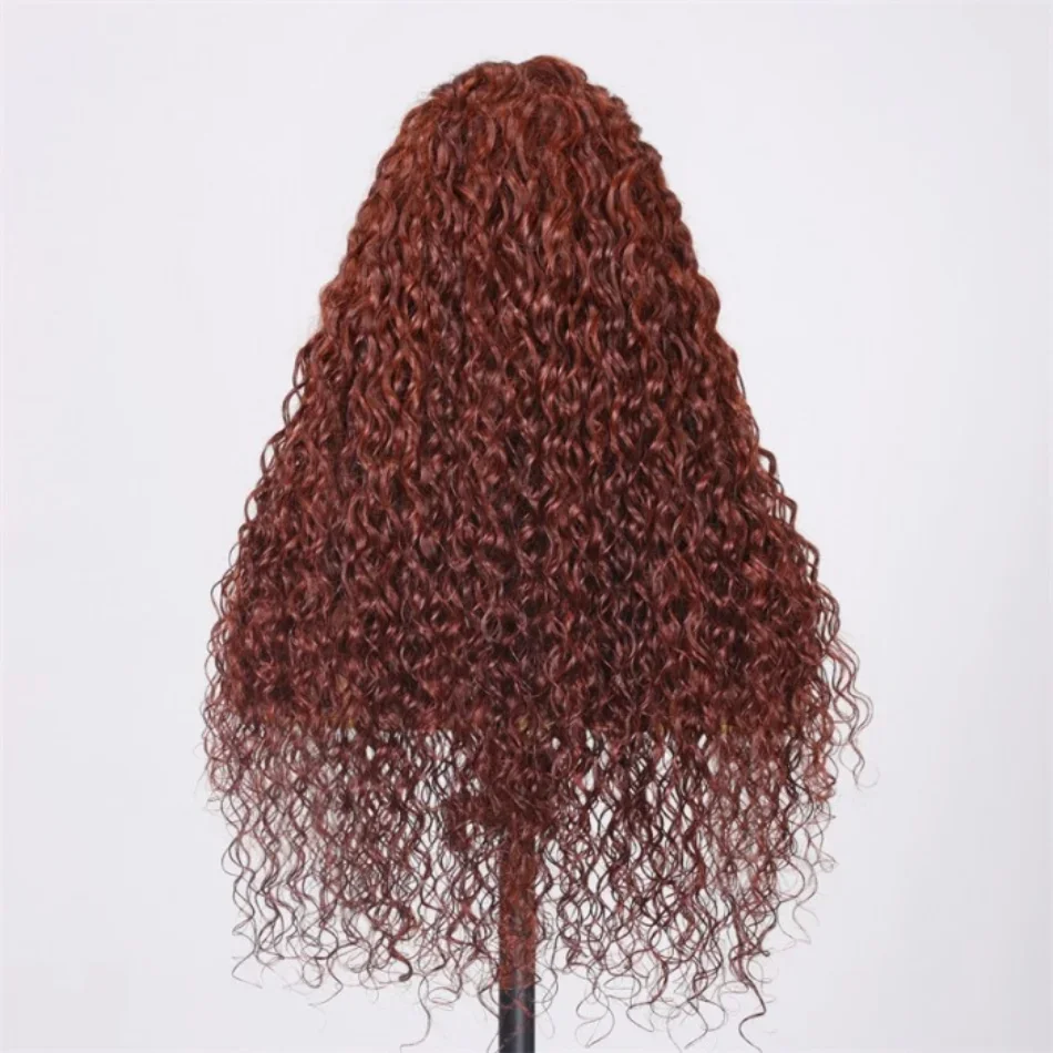 Peluca de cabello humano de onda profunda suelta marrón rojizo 13x4, peluca Frontal de encaje de color con cabello de bebé, peluca de cabello humano rojo de cobre