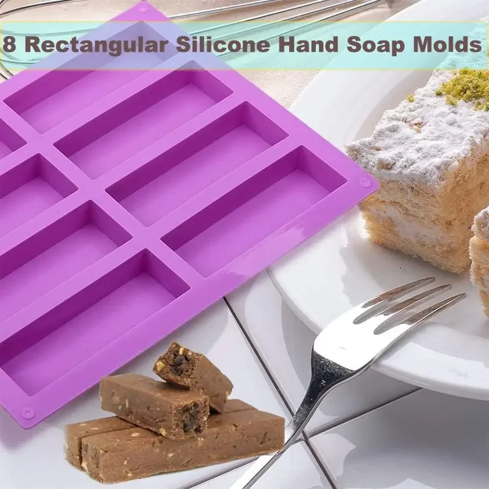 3PCS Dubai Chocolate Baking Mold Rectangular Silicone Non-Stick Mould for Cereal Bar Chocolate Truffle Bread Muffin Dessert Mold