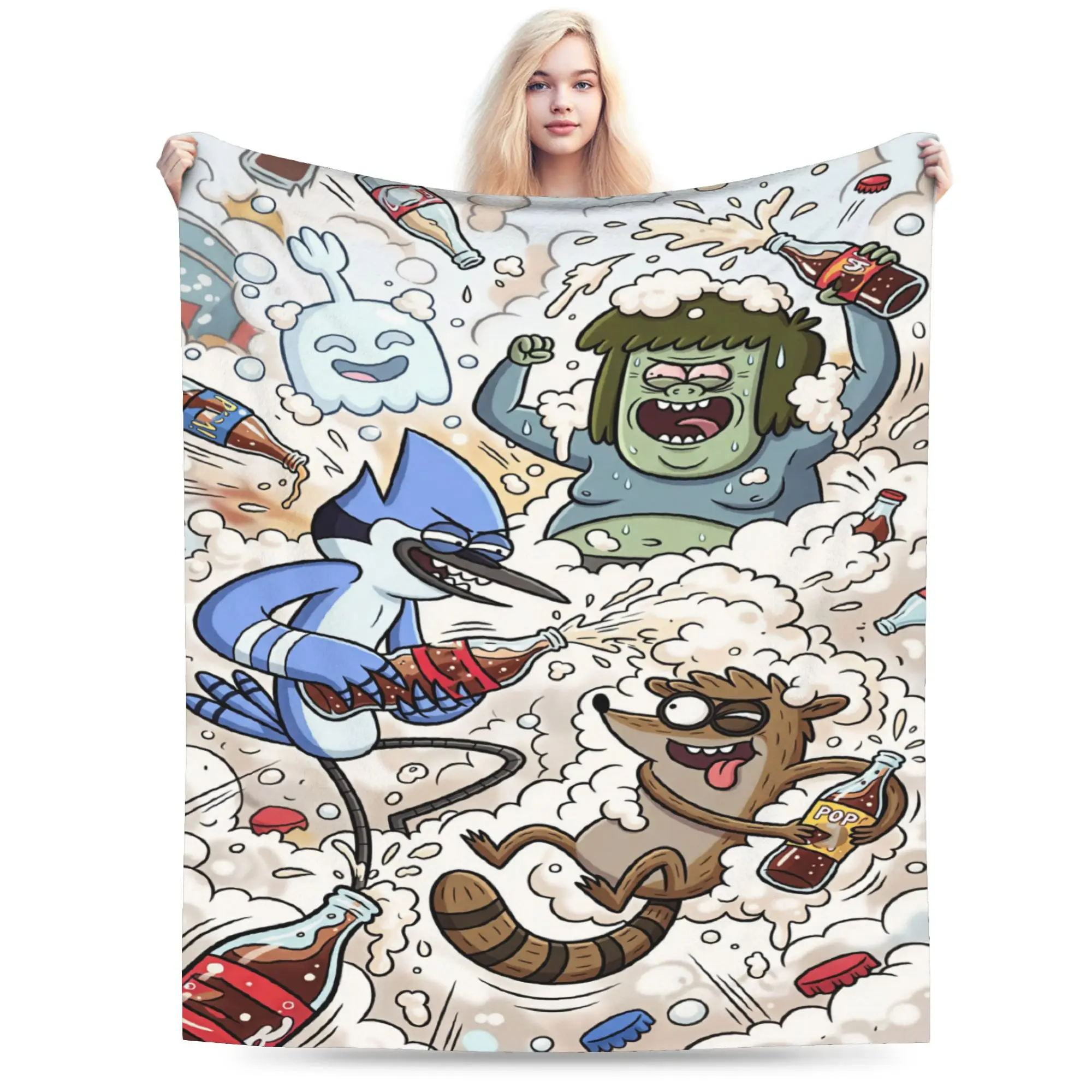 Mordecai And Rigby Regular Show Cartoon Character Blankets Decorative Flannel Throw Blanket For Outdoor Warm Quality Bedspread