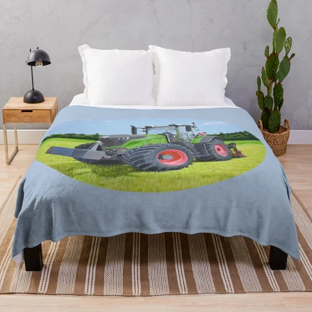 

Green Tractor in Field (blue) Throw Blanket Flannels Furrys Camping Stuffeds Blankets