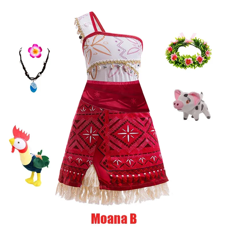 ديزني فيلم موانا ماوي الوشم زي الاطفال الفتيات الفتيان فستان الأميرة فيانا تأثيري الأطفال حفلة عيد ميلاد الحيوانات الأليفة خنزير صيد السمك