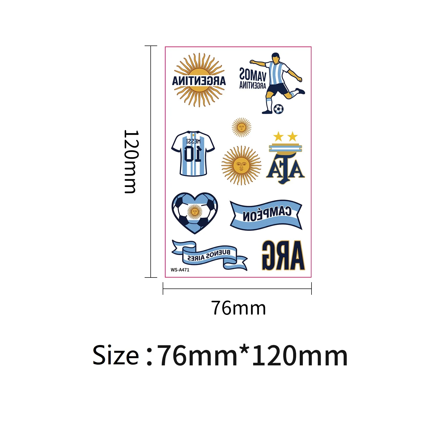 10 PCS National Flag Temporary Tattoos Water Proof Football Match & Sports Event Face Decals for Fans