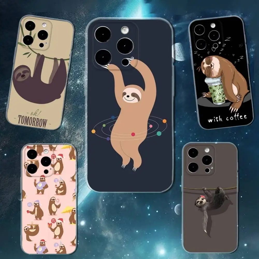 

Animal Cute Cartoon Sloth Phone Case For iPhone 16,15,14,13,12,11 Plus,Pro,Max,XR,XS,X,7,8 SE,Mini Transparent Silicone Soft