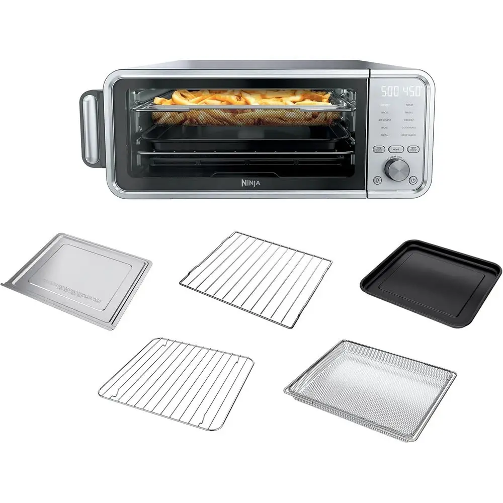 

10-in-1 Digital Air Fryer Oven with Large Capacity, Lid Up Design, Stainless Steel Body and Temperature Control (Renewed)